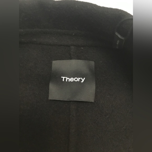 Theory Women’s Classic Black Trench Coat size Large - Picture 9 of 11